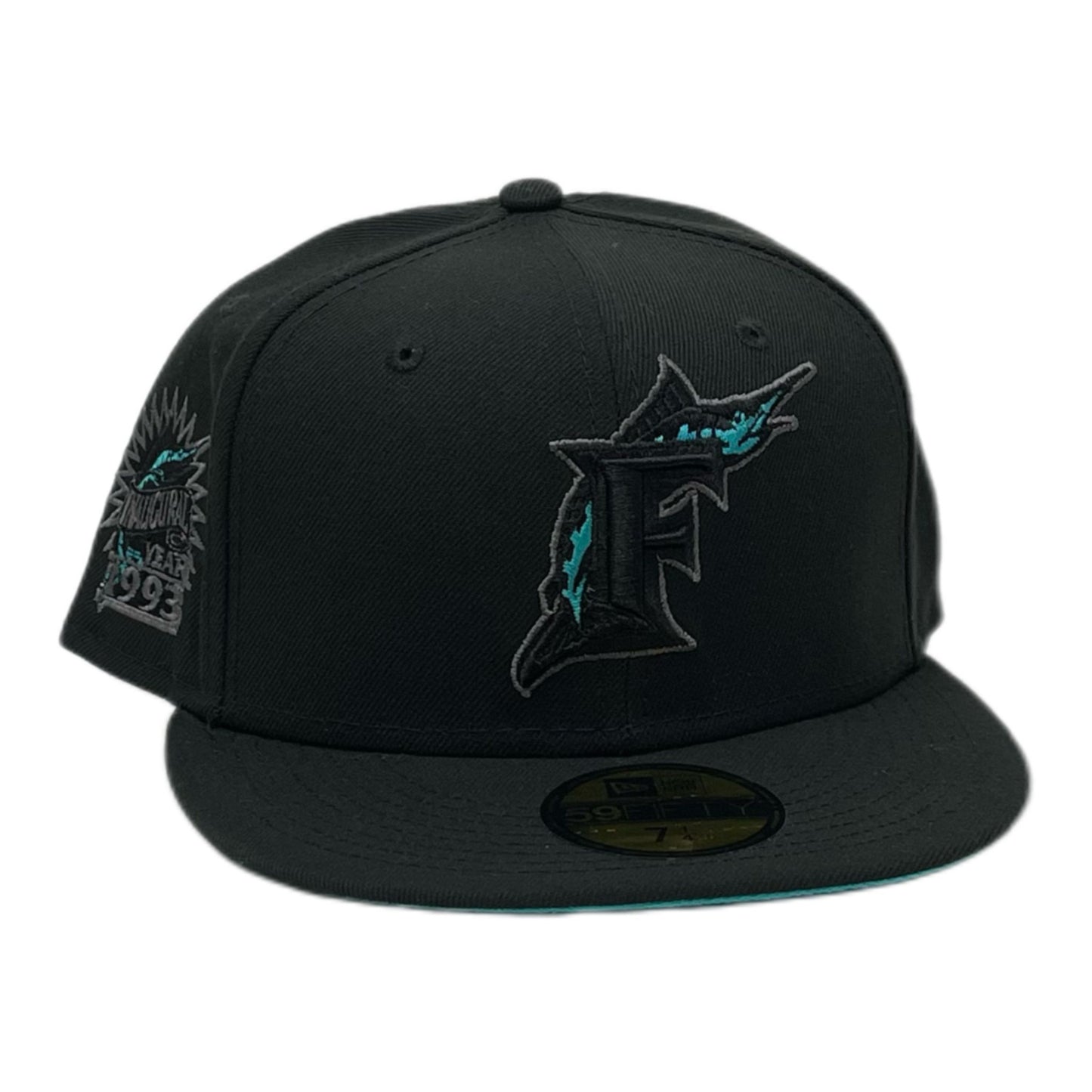 NEW ERA EXCLUSIVE 59FIFTY BLACK FLORIDA MARLINS