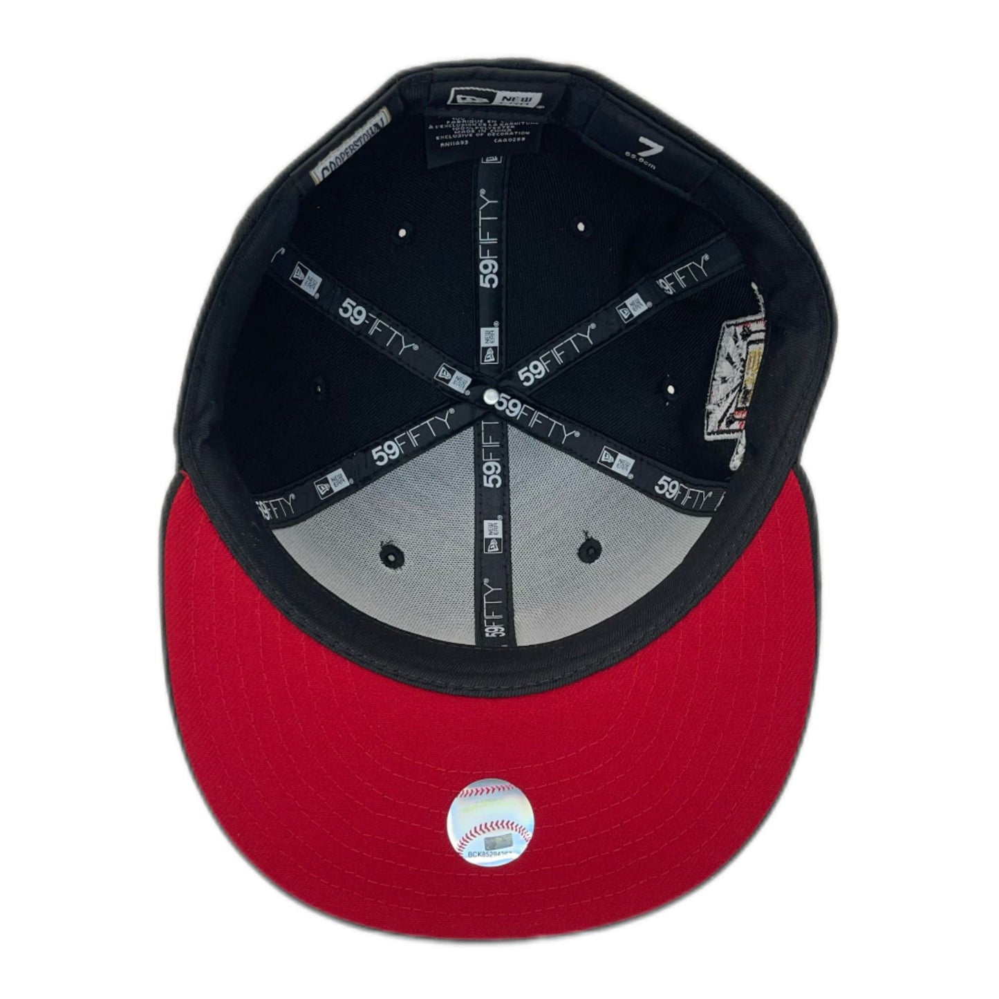 NEW ERA LOS ANGELES DODGERS 50TH ANNIVERSARY PATCH BLACK RED EDITION 59FIFTY FITTED CAP