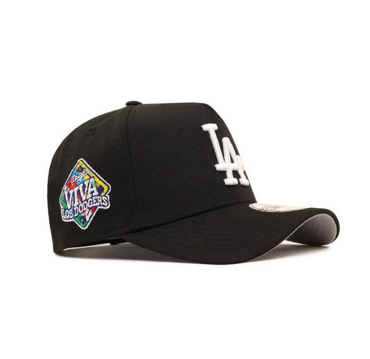 NEW ERA LOS ANGELES DODGERS VIVA LOS DODGERS PATCH BLACK AND WHITE 9FORTY A-FRAME SNAPBACK CAP