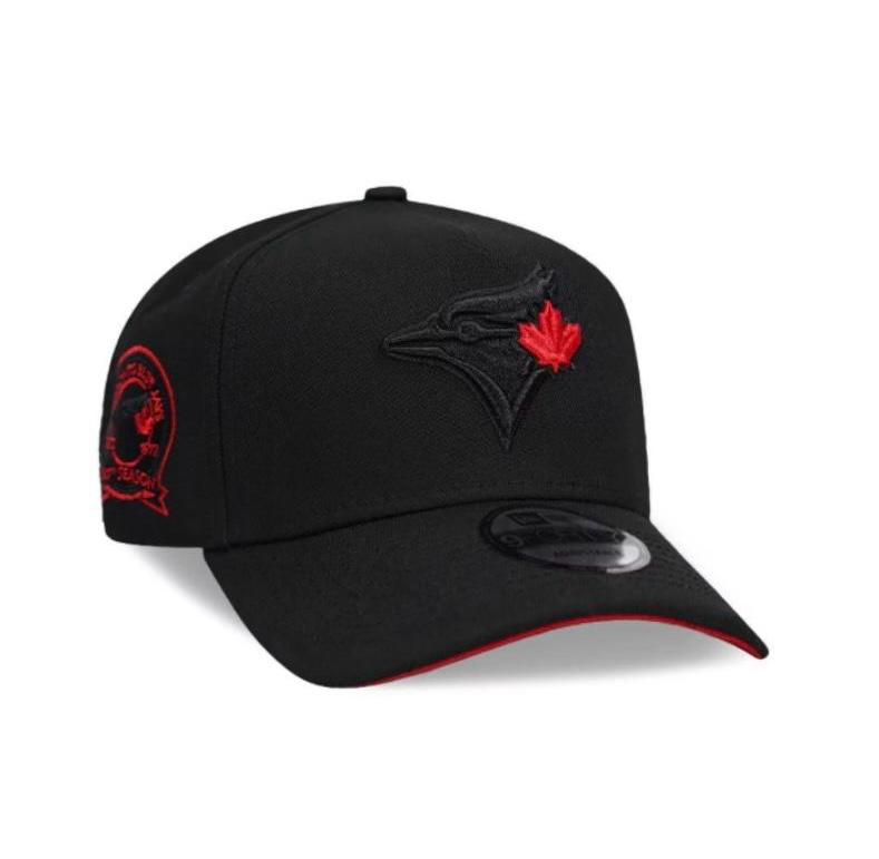 NEW ERA TORONTO BLUE JAYS 40TH ANNIVERSARY BLACK AND RED 9FORTY A FRAME SNAPBACK HAT