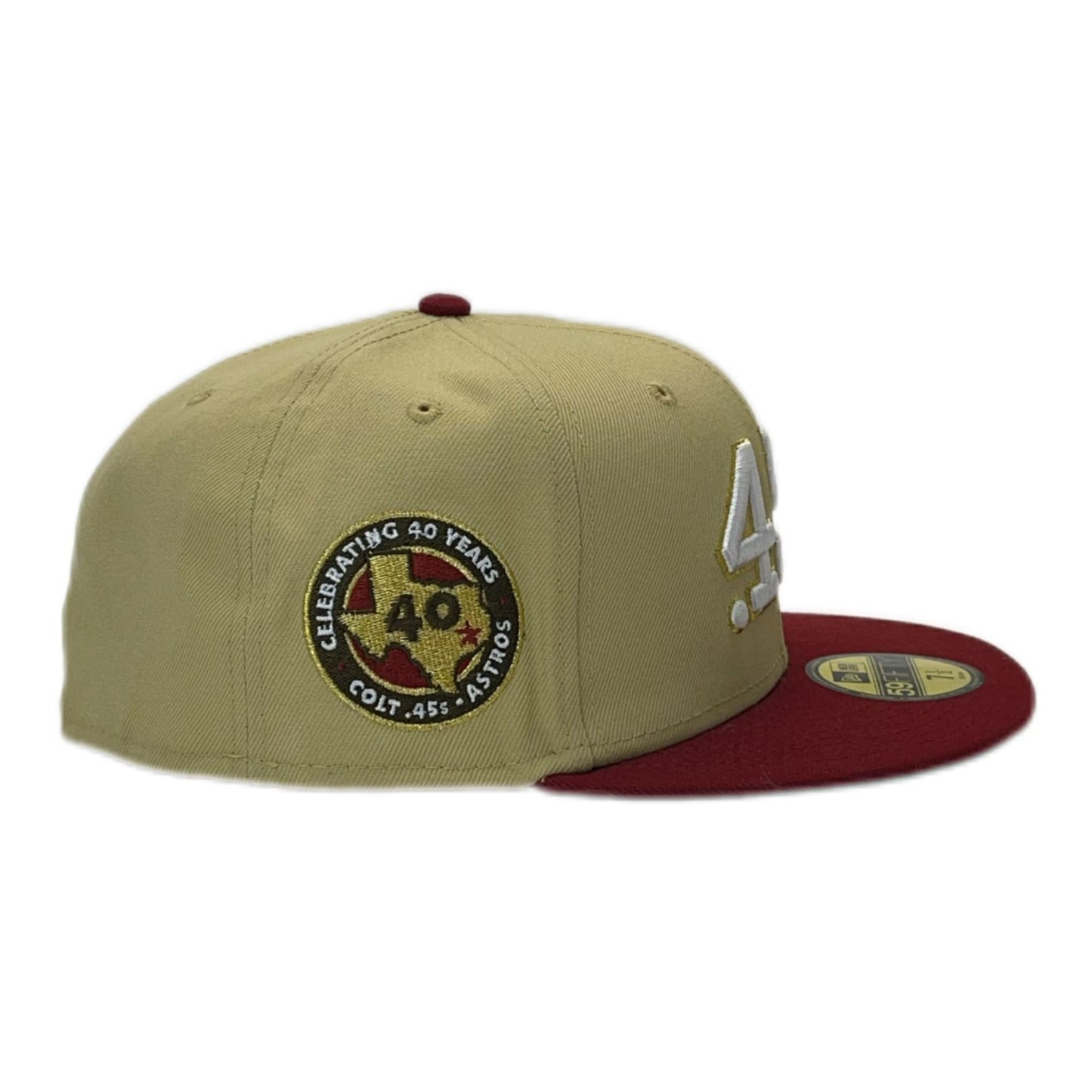 New Era Houston Colts 40th Anniversary Vegas Gold Two Tone Throwback Edition 59FIFTY Fitted Cap