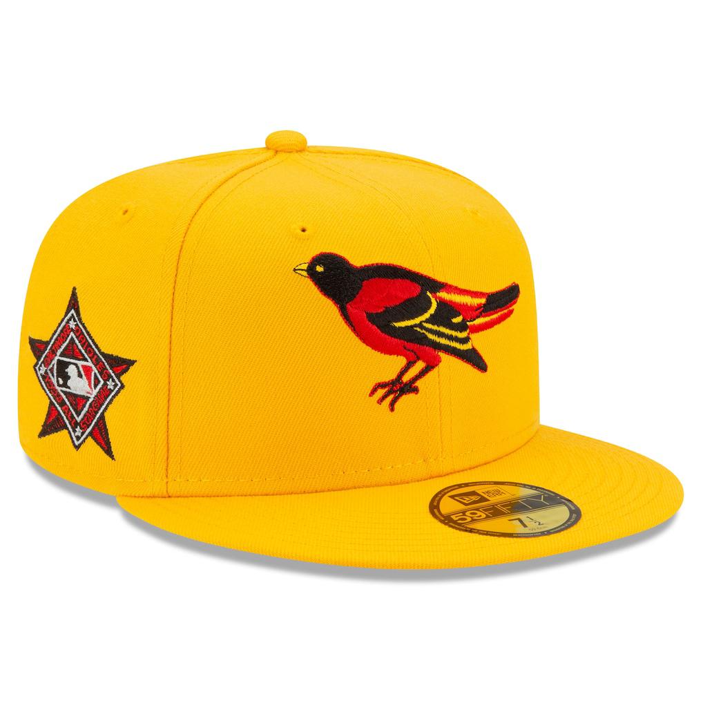 Baltimore Orioles New Era Red Under Visor 59FIFTY Fitted Hat - Gold