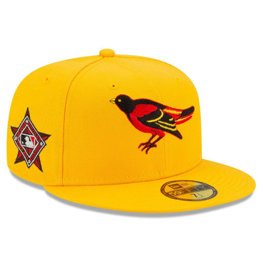 Baltimore Orioles New Era Red Under Visor 59FIFTY Fitted Hat - Gold